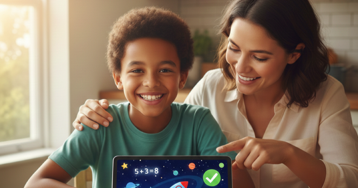 Frustrated child at desk with maths homework