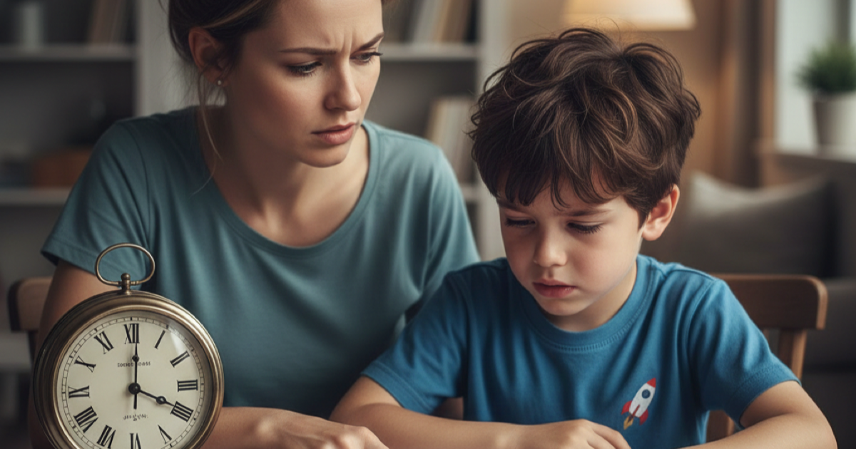 Parent helping child with maths at a table